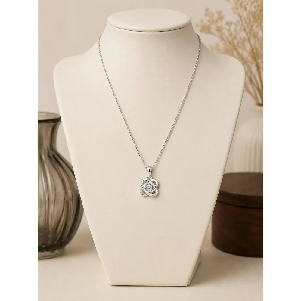 Ostbye Sparkle Lane Sterling Silver .02 CTW Diamond Love Knot Necklace 18